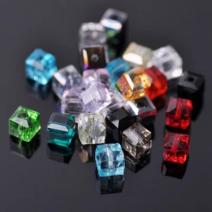 50pcs 6mm Cube Square Faceted Crystal Glass DIY Charms Loose Spacer Beads - Picture 1 of 61