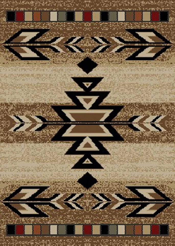 Rio Grande Area Rug Runner Lodge Cabin Tribal Native Southwestern Rustic Brown - Image 1 of 1