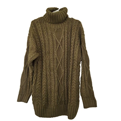 Mini Vestido Suéter Cuello Alto Manga Larga Olive Forever 21 Mediano Foto 1 de 4