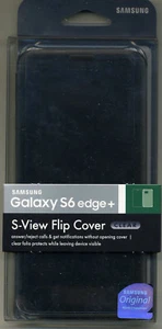 New Samsung Original Galaxy S6 edge PLUS Case S View Clear Flip Cover BLACK#523 - Picture 1 of 2