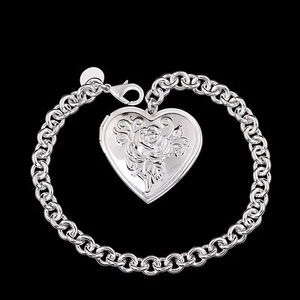 Women 925 Sterling Silver Flower Rose Bracelet 8 Inches 6MM Lobster Clasp L65 - Picture 1 of 7