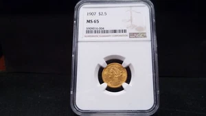 1907 MS65 $2.5 Gold Liberty Quarter Eagle NGC Certified Gem - Picture 1 of 8