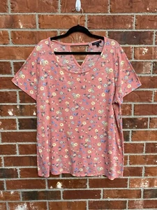 Camiseta manga corta Lane Bryant para mujer 18/20 rosa floral ojo de cerradura espalda - Imagen 1 de 8