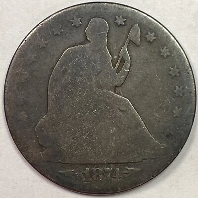 Moneda de medio dólar libertad sentada Flechas 1874 buena G #15295 Foto 1 de 3