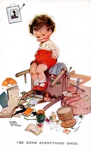 Naughty Child Created Big Mess Broken Toys MLA Artist Signed Mabel Lucie Attwell - Picture 1 of 2