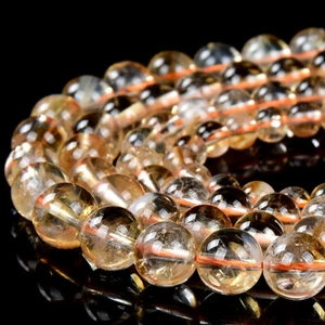 Natural Translucent Citrine AA Round 4MM 5MM 6MM 7MM 8MM 9MM Beads (D486) - Picture 1 of 3