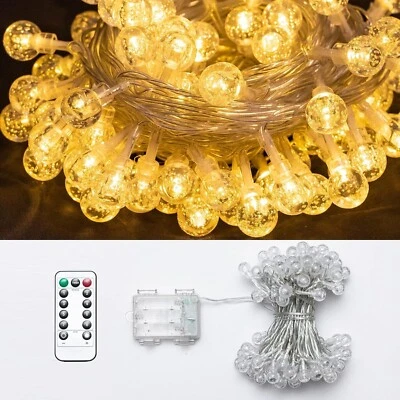 Battery Operated String Lights 2.3cm Bubble Ball Fairy Lights Decor Xmas Garden - Image 1 of 4