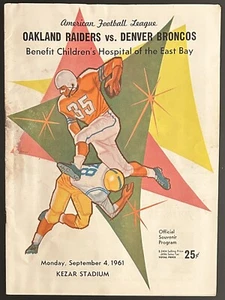 1961 Oakland Raiders vs Denver Broncos AFL Program-Played At Kezar Stadium SF - Picture 1 of 4