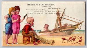 1890s Victorian Trade Card - Shipwreck - Henry Blair's Apothecarie (2.5x5 in) - Bild 1 von 2
