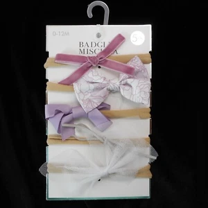 Badgley Mischka Bebé Niña 0-12 Mos Juego de 5 Diademas Púrpura Lavanda Blanco - Imagen 1 de 4