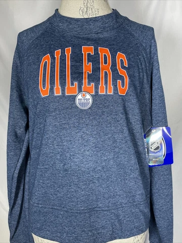 Edmonton Oilers NHL Women's Long Sleeve Logo Sweatshirt Top LARGE NWT Cover