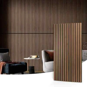 0.83 in. x 2 ft. x 4 ft. Walnut 3D Slat Acoustic MDF Wall Panel (31sq.ft./Case) - Picture 1 of 6