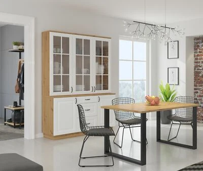 Küchenbuffet Stilo 150 cm Esszimmer Landhaus Weiss Eiche Artisan Buffet Küche - Bild 1 von 4