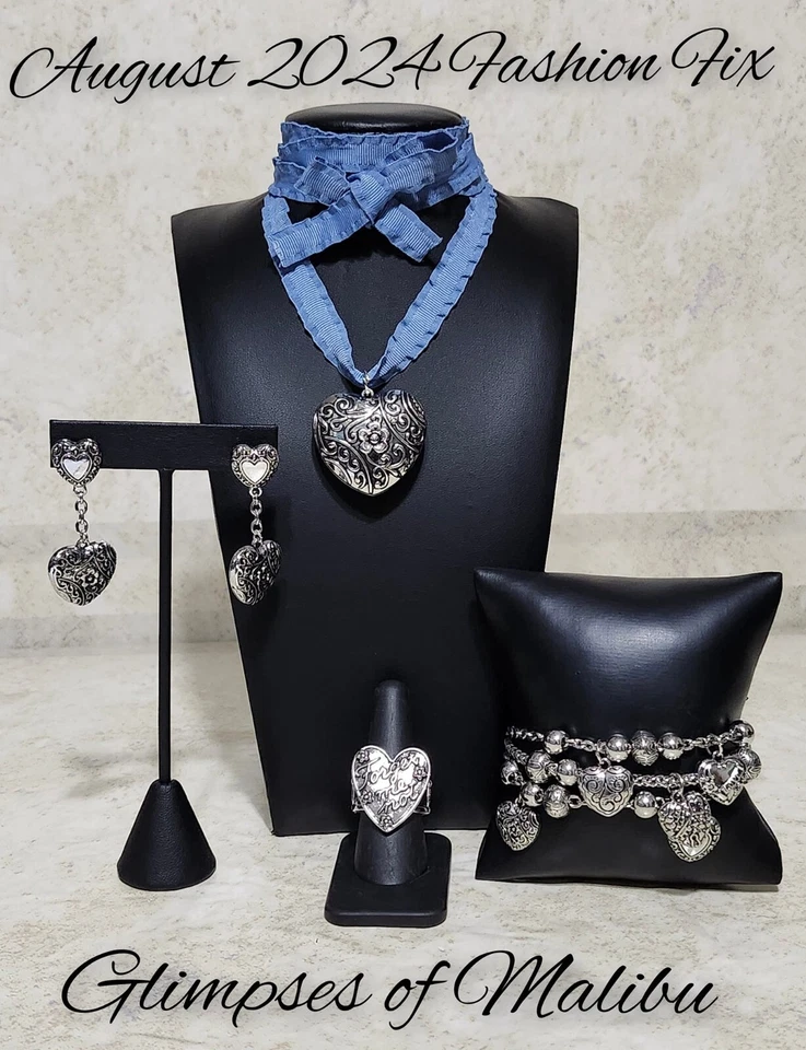 Glimpses of Malibu Set Paparazzi - Blue Ribbon with Silver Heart - Image 1 of 1