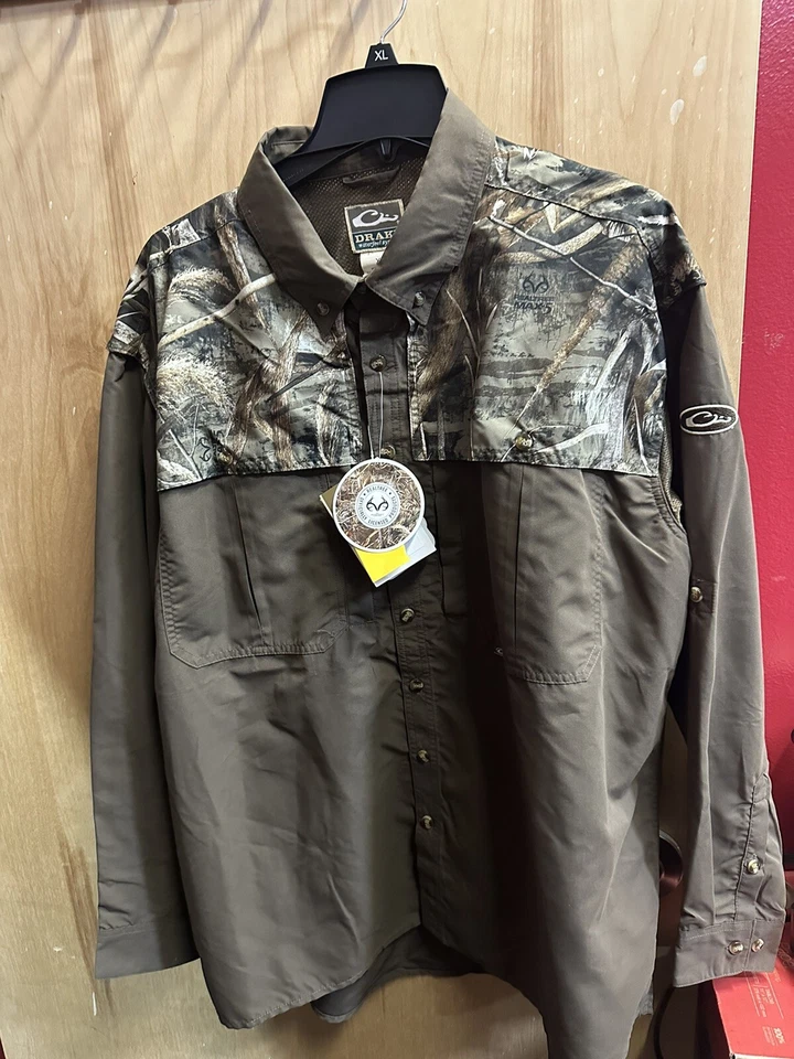 Drake Waterfowl DW2610-015T-4 Vented LONG SLEEVE Shirt Max5 Camo XL