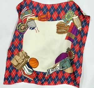 Gap Silk Scarf Preppy Sports College Plaid Vtg 90s - Picture 1 of 6