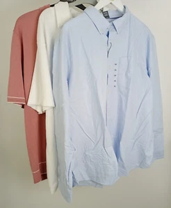 M&S 3Pcs Set Size 3XL Blue Shirt White Towel Shirt Red Knit Polo NEW F2 - Picture 1 of 10