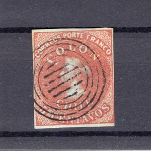 CHILE 1853 First London printing 5c red-brown 4 margins SOFICH 1 wmk. 1 L2 - Picture 1 of 2