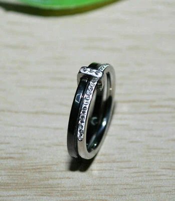 AUSWAHL +++ KERAMIK Ring STRASS rose gold silber 4mm EDELSTAHL weiß schwarz - Bild 1 von 4