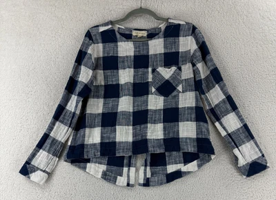 Cloth & Stone Shirt Womens Small Blue White Plaid Linen Blend Long Sleeve Casual - Image 1 of 4