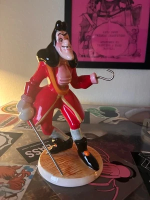 Walt Disney Captain Hook Porcelain Ceramic Figurine Peter Pan VTG  6”  Japan - Image 1 of 3