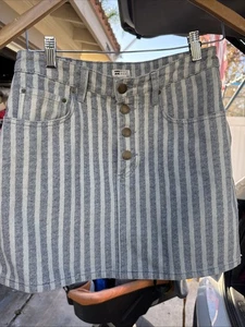 BILLABONG Jeansrock Damen 27 gestreift Mini Knopfleiste Baumwolle Taschen - Bild 1 von 8