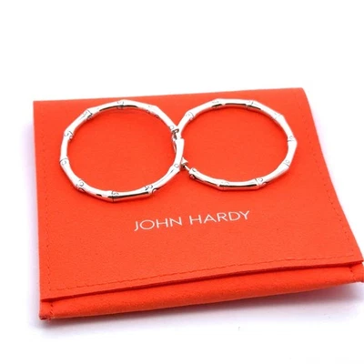 Pendientes de aro medianos John Hardy de plata de ley .925 colección bambú, 10,0 g Foto 1 de 4