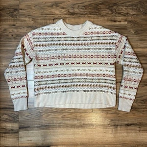 Maglione maglia pullover American Eagle donna XS Fair Isle Snowdrift *SHORT CROP* - Foto 1 di 5