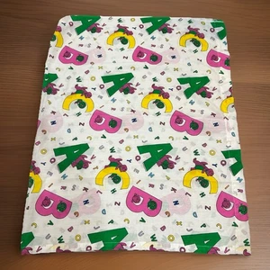 Vtg 1993 Barney Baby Dreams Alphabet ABC Flat Crib/Toddler Bed Sheet 68x43” USA - Picture 1 of 5