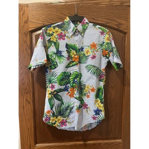 Ralph Lauren Men's Hawaiian Floral Seersucker Short Sleeve Button Up Shirt Med - Picture 1 of 3