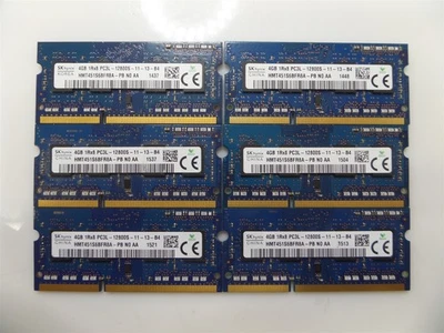 Lote de 6 - Memoria para computadora portátil Hynix HMT451S6BFR8A-PB 4 GB PC3-12800 DDR3-1600 MHz Foto 1 de 3