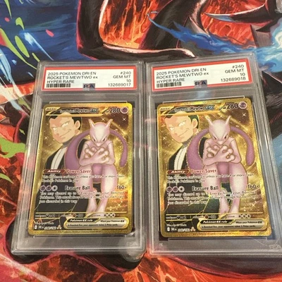 🔥Sequential🔥2x GEM MT PSA10🔥GOLD Team Rocket’s Mewtwo 🔥Both English🔥240/182 - Image 1 of 4