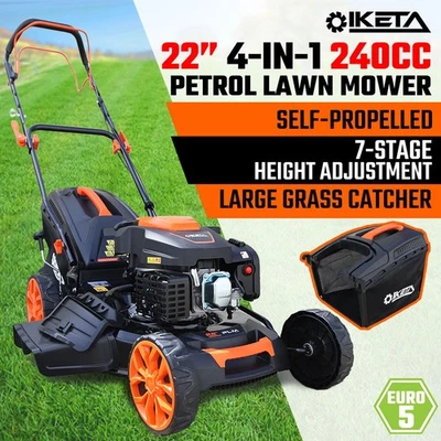 22'' Self-Propelled Lawn Mower 240cc Petrol Lawnmower OHV 4-Stroke Push 7-Height - image 1 of 4