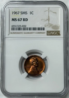 1967 SMS Lincoln Cent 1c NGC MS 67 RD - Image 1 of 2