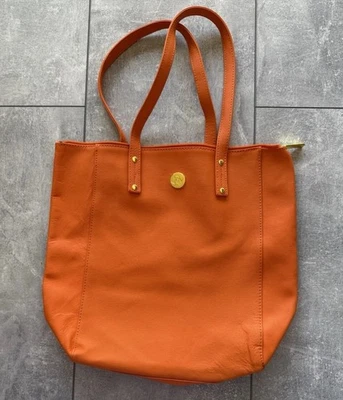 Joy Mangano Leather Orange Women’s Tote With RFID Protected Zip Compartment - Image 1 of 4