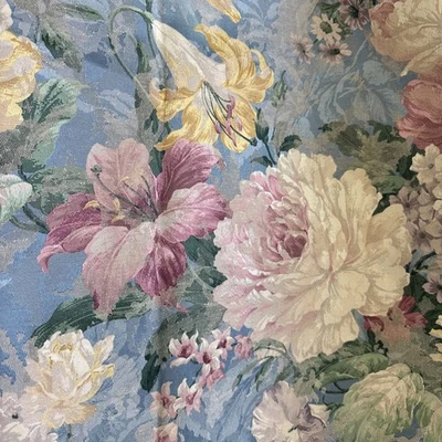 Remanente de tela de tapicería Jacquard a gran escala floral pasteles profundos #28 Foto 1 de 4