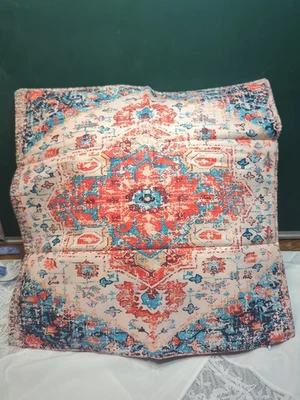 Juego de dos fundas de almohada boho azul claro beige y naranja Foto 1 de 3