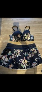 TU Navy Floral Swim Costume Size 14 - Picture 1 of 6
