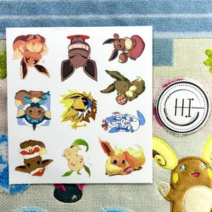 Pokemon Waterproof Vinyl Sticker Sheet Eevee  Evolutions Pokémon 2" Stickers - Bild 1 von 1