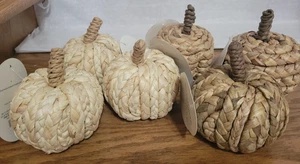 Threshold Lot of 6 Bamboo BoHo Woven Pumpkins Fall Decor Halloween New - Picture 1 of 4
