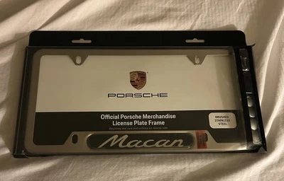 Marco de matrícula de acero inoxidable cepillado genuino Porsche Macan NUEVO Foto 1 de 4