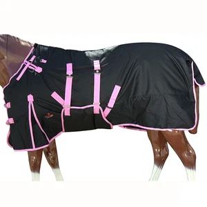 Black With Pink Trims 78 Inch HILASON 1200D Winter Waterproof Poly Horse - Picture 1 of 6