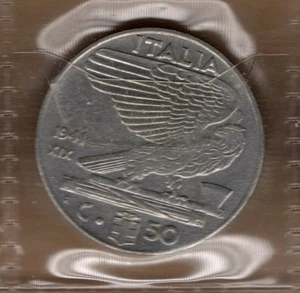 A568: Münze Coin Königreich Italien - Vittorio E III: 50 Cent Kaiserreich 1941 XIX - Bild 1 von 1