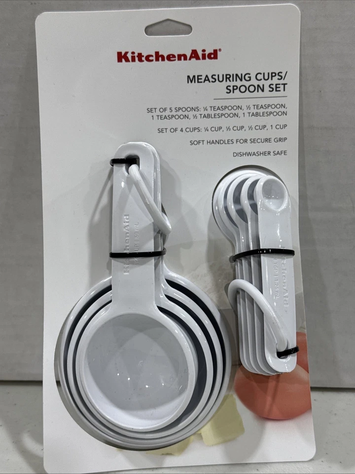 Kitchen Aid Juego de medición de 4 tazas y 5 cucharas - Blanco KQ475OHWHA Foto 1 de 2