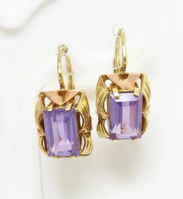 Pendientes NYJEWEL oro amarillo 14k zafiro púrpura 18 x 12 x 8 mm Foto 1 de 3