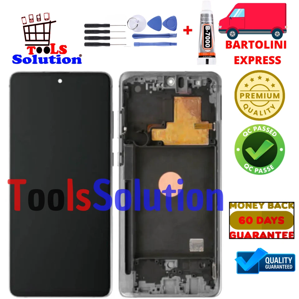 DISPLAY SOFT OLED PER SAMSUNG NOTE 10 LITE SM-N770F FULL SIZE CON FRAME ARGENTO - Immagine 1 di 1