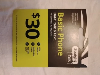 Tarjeta telefónica básica Straight Talk de $30 • NO PARA TELÉFONOS INTELIGENTES • Nueva pero rayada  Foto 1 de 2