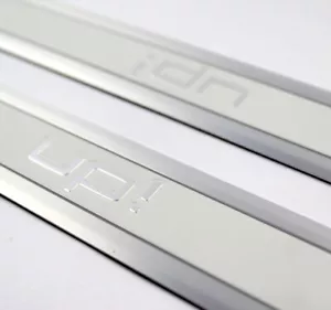 VW Up Door Sill Set 2 Doors Stainless Steel White 1S3853537AAI2 - Picture 1 of 6