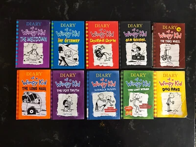 Lot Of 10 Diary of a Wimpy Kid books 8 Hardcover and 2 Paperback Good Condition - Image 1 of 4