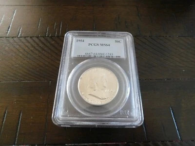 1954 FRANKLIN HALF DOLLAR 50C PCGS MS 64 MINT UNC - Image 1 of 2